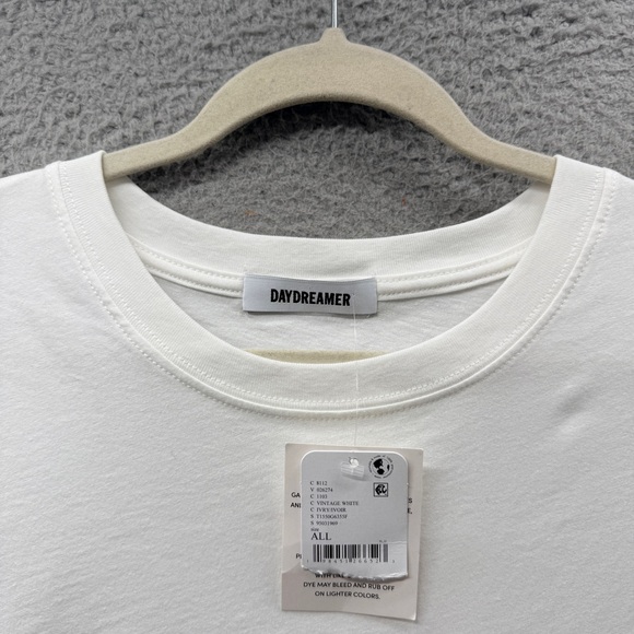 NWT DAYDREAMER Gingham Heart Sleeve Patch Long Sleeve Tee Vintage White One Size - Picture 12 of 16